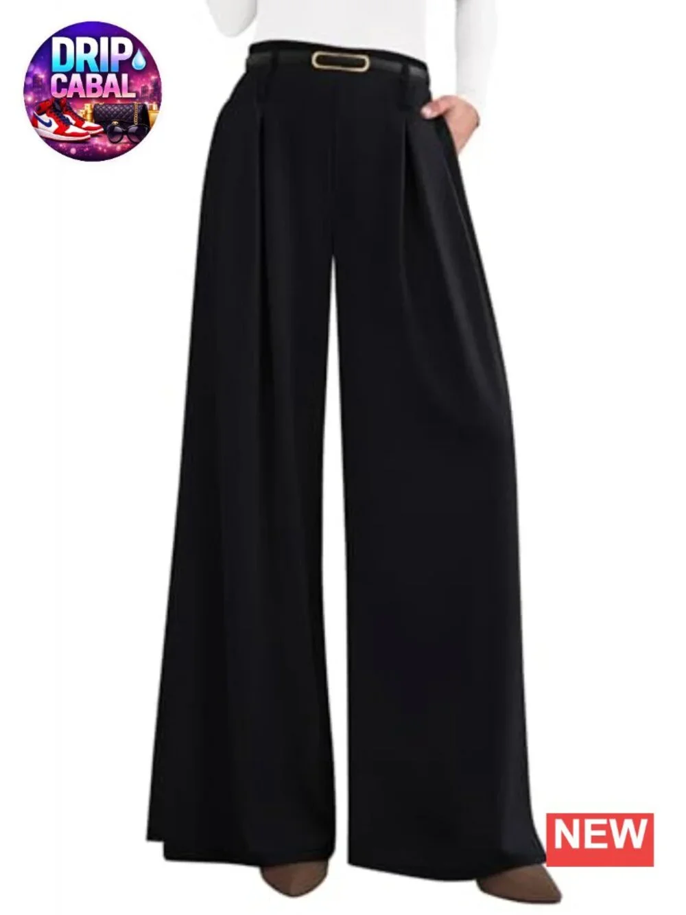 Wide Leg Dress Pants High Waisted Palazzo Trousers Pleated Slacks Business